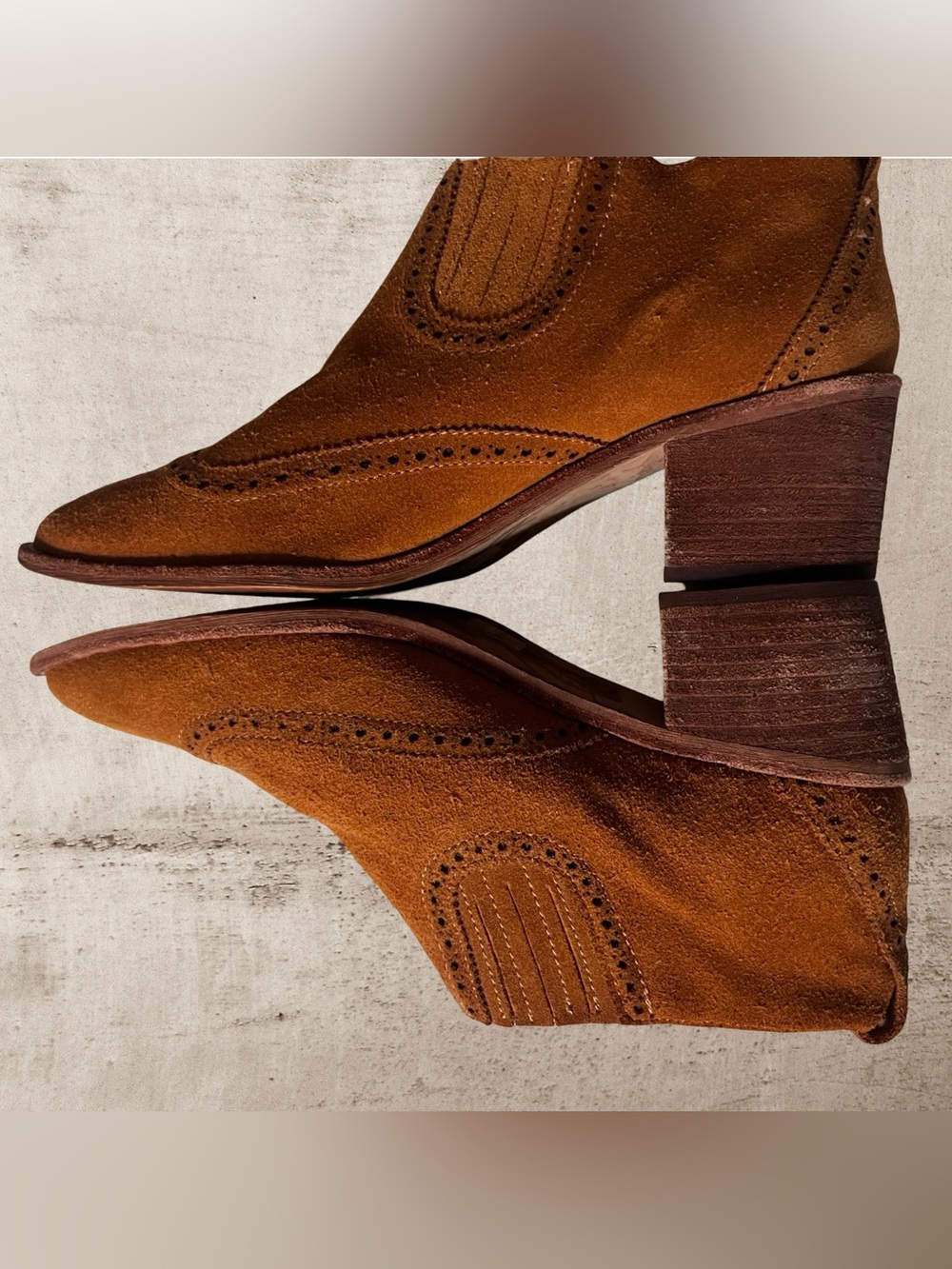 Madewell The Grayson Brogue Chelsea Western Suede Ankle Boots